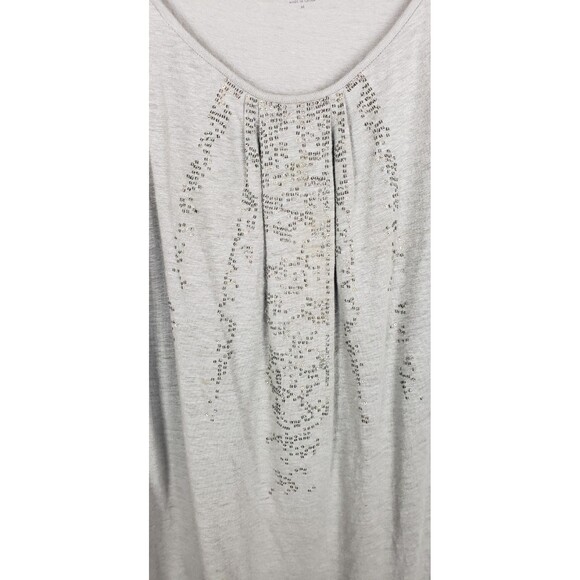 Eileen‎ Fisher 100% Linen Tank Top M Slub Gray Beaded Bodice Casual Light Flowy - Picture 4 of 5